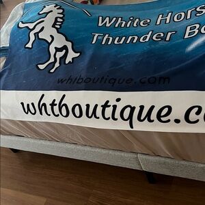 #0884- “30 X 63” Blue & White Beach Towel WHT Art by Julie Lee Nersinger